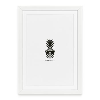 Lunettes de soleil Pineapple - Affiche encadrée (27 × 37 cm) - blanc - Devant