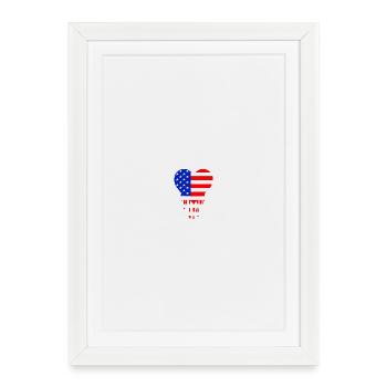 Cœur Drapeau Américain Bleu Rouge - Affiche encadrée (27 × 37 cm) - blanc - Devant