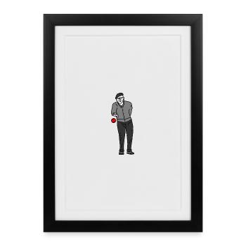 Petanque Spieler Rechtshänder - Gerahmtes Poster (27 × 37 cm) - Schwarz - Vorne