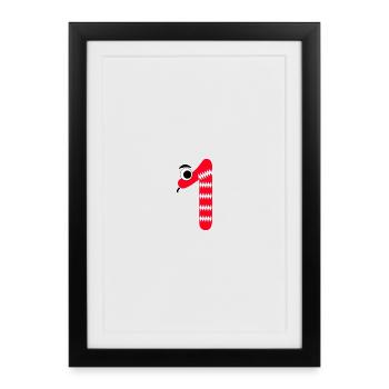 Number 1 Snake Red Kids - Framed poster (27 × 37 cm) - black - Front