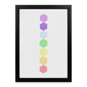 Fleur de Vie - 5ème Dimension - 7 Chakras - Affiche encadrée (27 × 37 cm) - noir - Devant