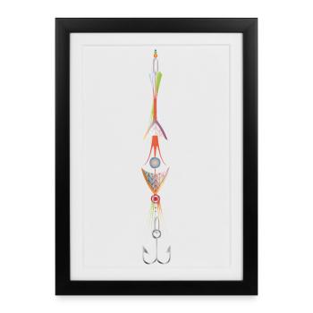 imaginative fishing lure with a fish hook - Framed poster (27 × 37 cm) - black - Front