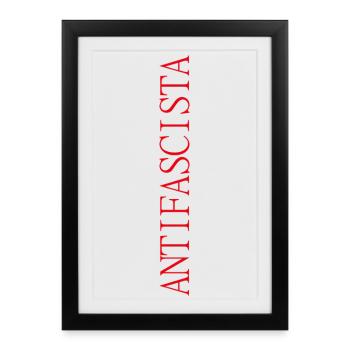 Lettrage antifasciste vertical en lettrage rouge - Affiche encadrée (27 × 37 cm) - noir - Devant