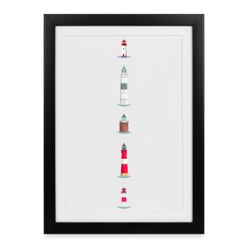Phares sur l’île de Sylt - Affiche encadrée (27 × 37 cm) - noir - Devant
