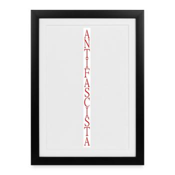 vertically stylish Antifascista lettering - Framed poster (27 × 37 cm) - black - Front
