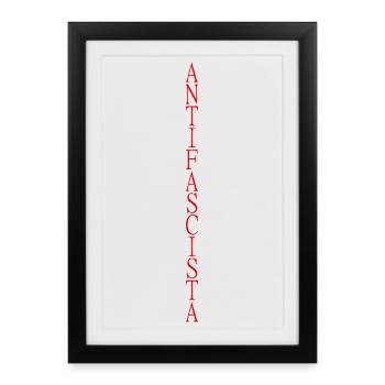 vertically stylish Antifascista lettering - Framed poster (27 × 37 cm) - black - Front