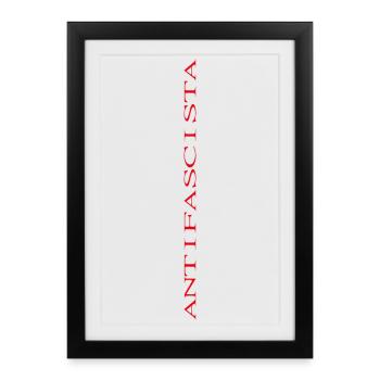 Lettrage antifasciste vertical (étiré) - Affiche encadrée (27 × 37 cm) - noir - Devant