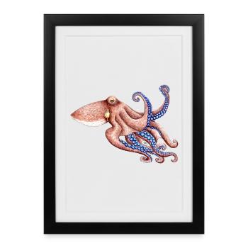 Bleu Octopus - poulpe bleu - bleu Poulpe - Affiche encadrée (27 × 37 cm) - noir - Devant