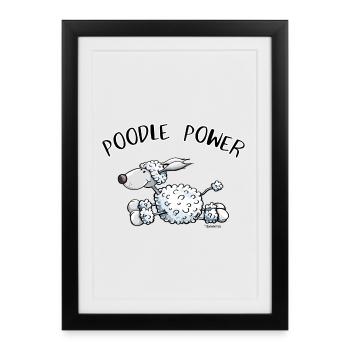 Poodle Power - Gerahmtes Poster (27 × 37 cm) - Schwarz - Vorne