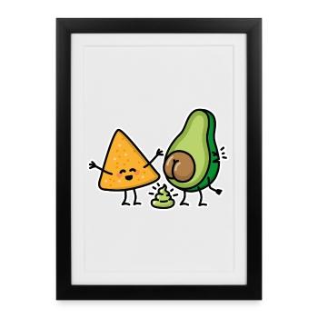 Avocat merde Tortillas guacamole merde végétalien - Affiche encadrée (27 × 37 cm) - noir - Devant