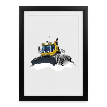 pelle à neige jaune neige - Affiche encadrée (27 × 37 cm) - noir - Devant