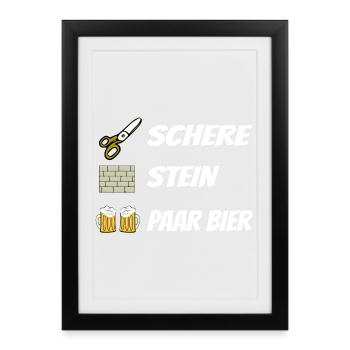 Schere , Stein, Paar Bier - Gerahmtes Poster (27 × 37 cm) - Schwarz - Vorne