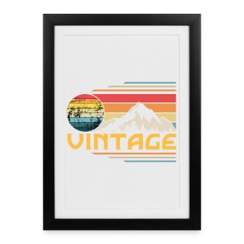 Retro Vintage Sunset - Framed poster (27 × 37 cm) - black - Front