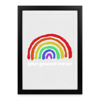 Regenbogen Frieden Freiheit Liebe Statement - Gerahmtes Poster (27 × 37 cm) - Schwarz - Vorne