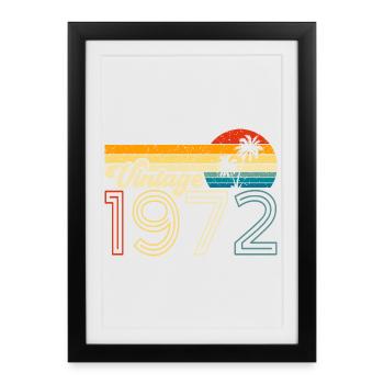 Design vintage des années 70 avec des palmiers rétro - Affiche encadrée (27 × 37 cm) - noir - Devant