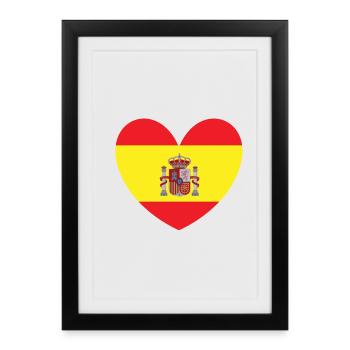 Drapeau du cœur de l’Espagne - Affiche encadrée (27 × 37 cm) - noir - Devant