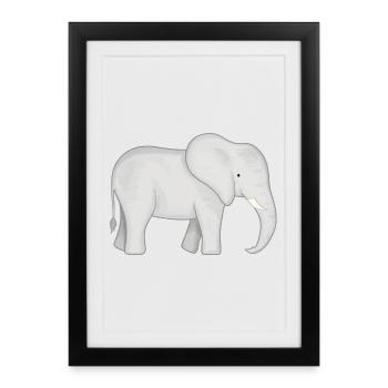 Bébé éléphant - Affiche encadrée (27 × 37 cm) - noir - Devant