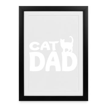 Daddy Cat Silhouette White - Framed poster (27 × 37 cm) - black - Front