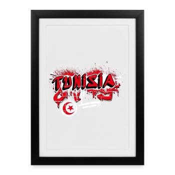 Design du drapeau graffiti de la Tunisie - Affiche encadrée (27 × 37 cm) - noir - Devant