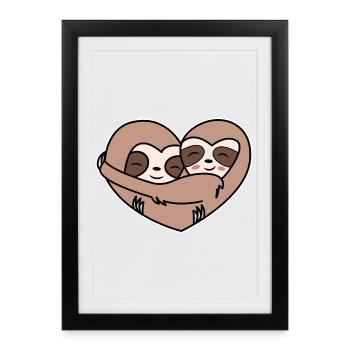 paresseux animal habitant de la jungle zoo mammifère - Affiche encadrée (27 × 37 cm) - noir - Devant