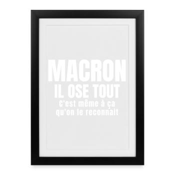 Macron, président, politique - Affiche encadrée (27 × 37 cm) - noir - Devant