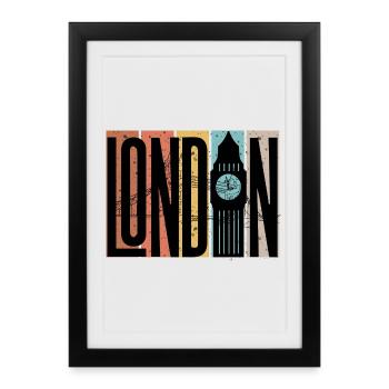 London Skyline Bold Blocks - Framed poster (27 × 37 cm) - black - Front