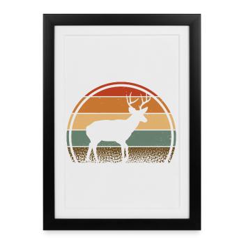 Cerf - Affiche encadrée (27 × 37 cm) - noir - Devant