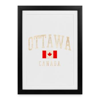 Conception du drapeau d’Ottawa Canada - Affiche encadrée (27 × 37 cm) - noir - Devant