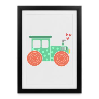 Tracteur cardiaque Véhicule commercial Ferme Champ agricole - Affiche encadrée (27 × 37 cm) - noir - Devant