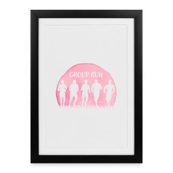 Group Run Group run in a team with grass and moon - Framed poster (27 × 37 cm) - black - Front