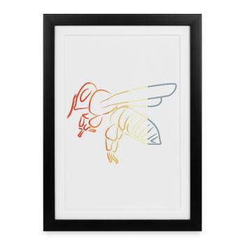 Abeille vintage - Affiche encadrée (27 × 37 cm) - noir - Devant