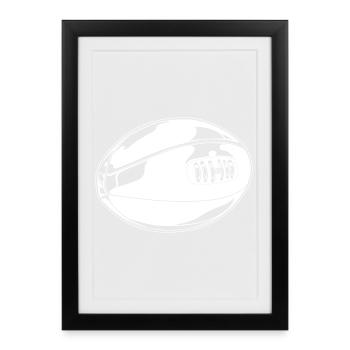 Rugby Ball Drawing - Framed poster (27 × 37 cm) - black - Front