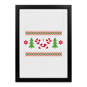 Modèles de canne à sucre pour Noël - Affiche encadrée (27 × 37 cm) - noir - Devant