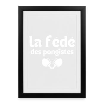 ping-pong, pongiste, tennis de table - Affiche encadrée (27 × 37 cm) - noir - Devant