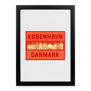 Copenhague - Danemark - Affiche encadrée (27 × 37 cm) - noir - Devant