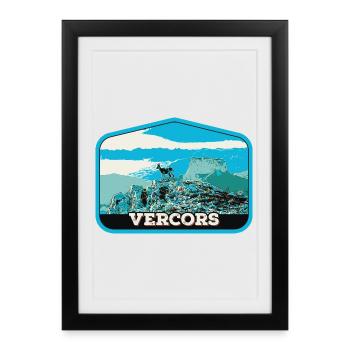 Chamois and Vercors Landscape: Alpine Nature - Framed poster (27 × 37 cm) - black - Front