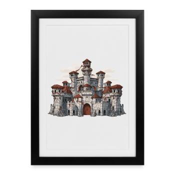 Medieval Castle Fortress Fantasy RPG Shirt - Framed poster (27 × 37 cm) - black - Front