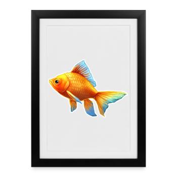 Goldfisch Nr.2 - Gerahmtes Poster (27 × 37 cm) - Schwarz - Vorne