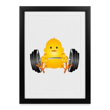 Bodybuilder chick with dumbbell during workout - Framed poster (27 × 37 cm) - black - Front