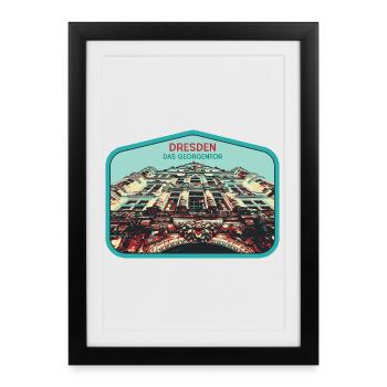 Illustration: Georgentor, Dresde - Affiche encadrée (27 × 37 cm) - noir - Devant