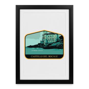Château de Boccale : Charme toscan côtier - Affiche encadrée (27 × 37 cm) - noir - Devant