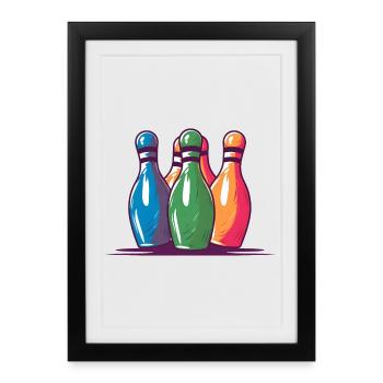 Bowling Pins Comic Style - Framed poster (27 × 37 cm) - black - Front