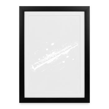 Flûte Street Art - Affiche encadrée (27 × 37 cm) - noir - Devant