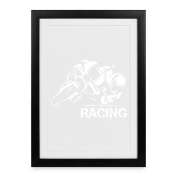 Illustration de l’icône de course de moto Supersport - Affiche encadrée (27 × 37 cm) - noir - Devant