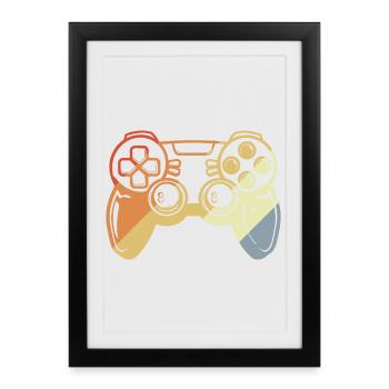 Vintage Gaming Controller Sketch - Framed poster (27 × 37 cm) - black - Front