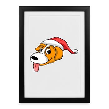 Chapeau de tête de chien de Noël - Affiche encadrée (27 × 37 cm) - noir - Devant