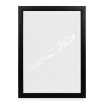Swimmer Woman Drawing - Framed poster (27 × 37 cm) - black - Front