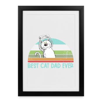 Meilleur chat papa chats papa papa vintage amoureux des chats - Affiche encadrée (27 × 37 cm) - noir - Devant