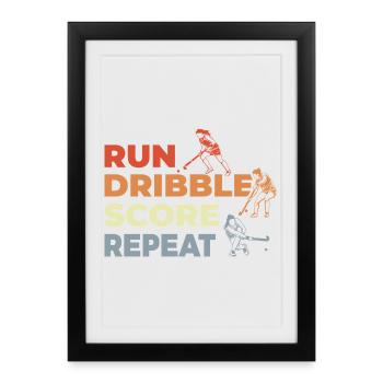 Courir, dribbler, marquer, répéter - Affiche encadrée (27 × 37 cm) - noir - Devant