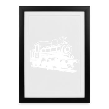 Locomotive Drawing - Framed poster (27 × 37 cm) - black - Front